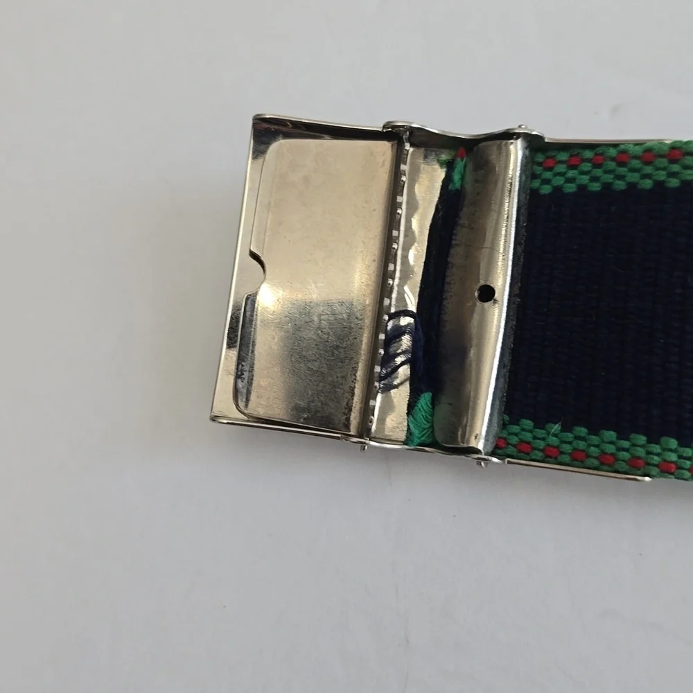 Tommy Hilfiger Tommy Jeans Woven Fabric Belt Silver Logo Buckle Adjustable Blue